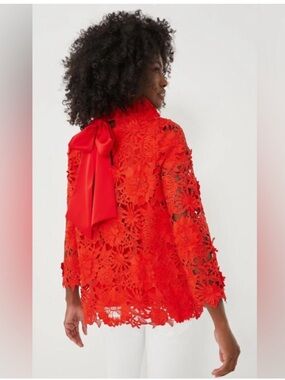 NWT TUCKERNUCK Red Guipure Lace Faye Blouse